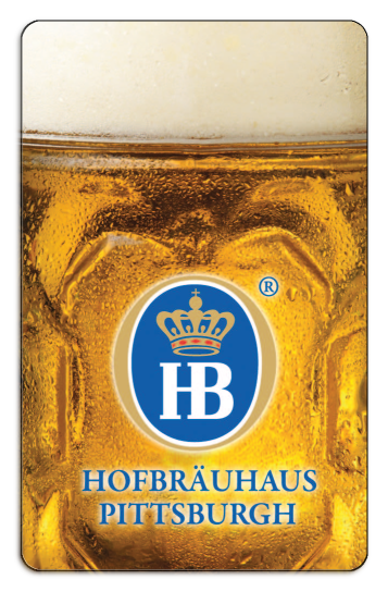Hofbrauhaus  logo, over full beer glass background