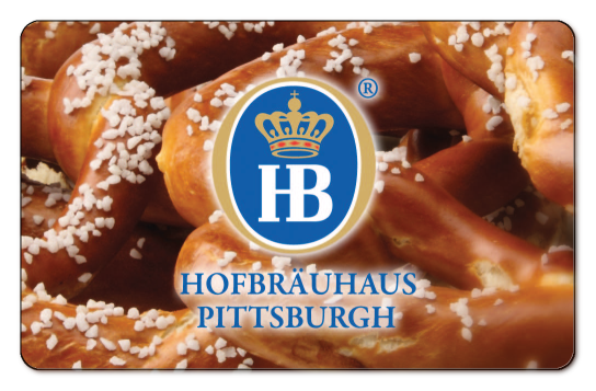 Hofbrauhaus  logo, over pretzel background